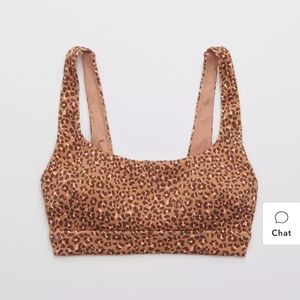 ISO Aerie Ribbed Leopard Wide Strap Scoop Bikini Top